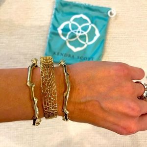 Like New - Kendra Scott 3 Piece Gold Coral Bangle Bracelet